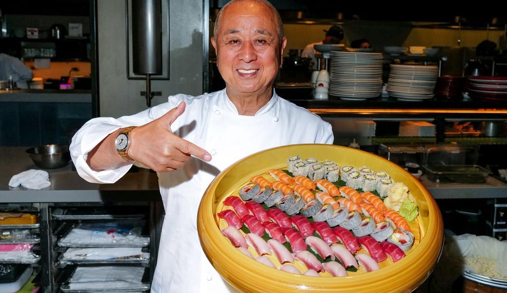 Chef Nobu shows off a few of his delicious sushi creations