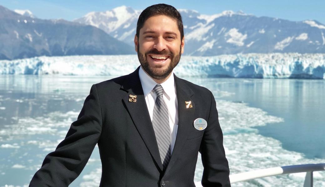 Icebreaker: Diogo in Alaska. He believes being well-travelled helps him connect with guests.